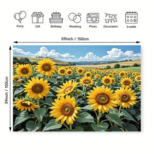 TEMU 1개 노란색 러스틱 플로럴 풍경 그림, 거실, 침실, TV 공간 및 소파 공간을 위한 대형 벽 배경으로 이상적입니다. 파티 장식, 생일 케이크 테이블 및 사진 스튜디오 세팅에 적합합니다.