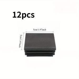 TEMU 12개 블랙 사각 플라스틱 튜브 엔드 캡 - 내구성 있는 직사각형 파이프 플러그, 4x4cm/5x5cm 사각 스틸 파이프용 | 직사각형 모양 캡