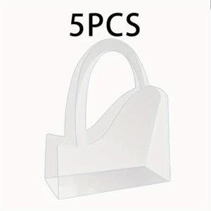 TEMU 하트형 투명 꽃다발 가방 5개 세트 (손잡이 포함) PET 꽃 선물 가방, 꽃집 용품, 발렌타인데이, 결혼식, 어버이날, 생일 선물 포장