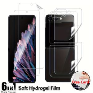 TEMU 6In1 2+2+2 소프트 내외면 하이드로겔 필름, 삼성 갤럭시 Z Flip 7 FE 6 5 4 3 호환, Zflip3 Flip4 Flip5 Flip6 Flip7 Flip7 Fe 폰 TPU 스크린 보호 필름, 유리 아님