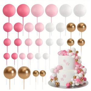 TEMU 32개 볼 케이크 토퍼 장식 미니 풍선 케이크 토퍼 스틱 폼볼 케이크 픽 케이크 토퍼 볼 케이크 장식 할로윈, 크리스마스 이벤트 & 파티 용품 할로윈&크리스마스, 크리스마스, 새해, , 파티 이벤트용