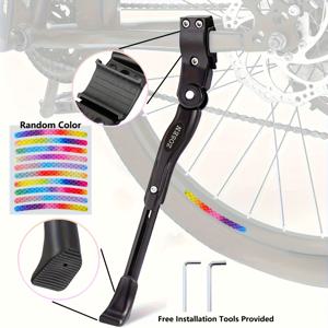 TEMU 반사 스티커 포함 조절 가능한 알루미늄 합금 자전거 사이드 스탠드, 22인치, 24인치, 26인치, 28인치 산악 자전거, 로드 자전거, BMX, MTB에 적합.