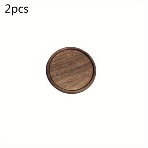 TEMU 2개 블랙 월넛 코스터 - 천연 솔리드 우드 음료 매트, 가정 및 사무실용, 모든 음료에 적합, 미끄럼 방지 및 내열성, 14세 이상 어린이에게 적합