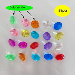 TEMU DIY 주얼리, 해적 보물 상자, 수중 테마 파티 및 수영장 선물을 위한 이상적인 선택인 28개입 2cm 컬러풀 혼합색 아크릴 보석