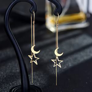 TEMU 알러지 방지 고품질 스테인리스 골든 스타 태슬 귀걸이, 변색 방지, 편안하고 다용도, 심플하고 우아한 데일리 파티 여성 액세서리, 세련된 선물용 주얼리