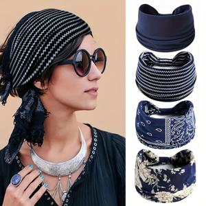 TEMU 4개/팩 Mixia 여성용 미끄럼 방지 매듭 와이드 헤어밴드, 헤어밴드 헤어 액세서리, 요가, 런닝, 스포츠에 적합, 다기능 패션 헤어밴드