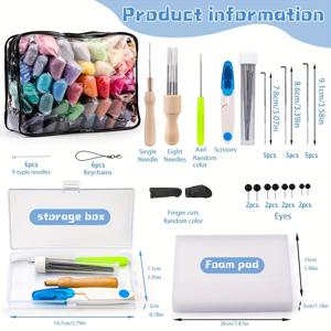 TEMU 초보자용 니들 펠트 세트, 펠트 바늘과 로빙이 포함된 울 공예 키트, 동물 공예 및 장식용 도구 포함