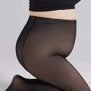 TEMU 여성용 플러스 사이즈 타이츠 - 무봉제 스트레치 레깅스 팬츠, 일상 및 정장용 원피스 바지 - 세탁기 사용 가능 풀 커버리지 베이스 레이어, 레이어링 필수 아이템, 슬림 실루엣, 고품질 소재, 편안한 착용감, 오피스 웨어