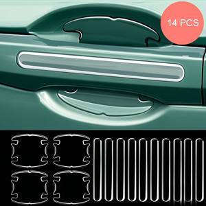 TEMU 14개 세트, 두꺼운 투명 도어 핸들 보호 필름, 자동차 도어 및 거울용 엣지 보호 스티커, 내구성이 뛰어나고 설치가 용이하며, 자동차 도어 볼에 스크래치 방지 기능이 있습니다.