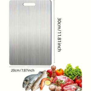 TEMU 1개 스테인리스 스틸 도마 | 튼튼하고 내구성이 뛰어나며 녹 방지 기능, 양면 사용 가능 (고기, 과일, 채소), 세척 용이, 다양한 크기로 제공, 가정 및 주방 사용에 적합