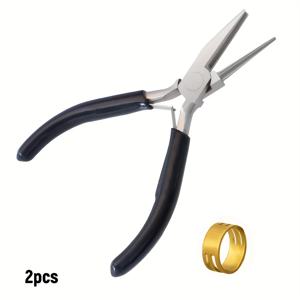 TEMU 2개 1 블랙 니들 플라이어 및 1 링, 반원형 입구 도구 플라이어가 DIY 애호가를 위한 필수 주얼리 액세서리 제작에 사용 가능