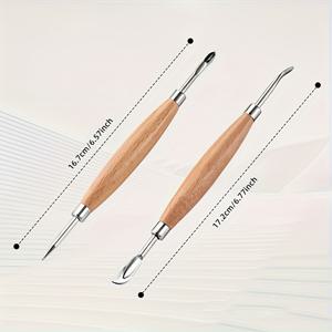 TEMU 양면 인쇄 펜 양면 금속 가죽 도구 세트 엠보싱/조각/스탬핑/펀칭 인조 가죽 가죽 나무 손잡이 조각 도구