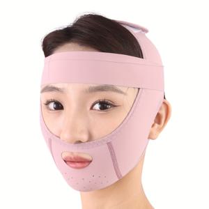 TEMU 전면 컨투어 V-페이스 더블 턱 리프팅 페이셜 트레이너 - 이마 & 눈썹 리프트 기능, 홈케어용 인체공학적 얼굴 마스크, 부드럽고 편안한 디자인의 피부톤업 및 루틴