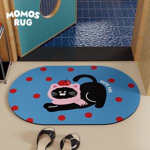 TEMU 만화 고양이 디자인 미끄럼 방지 매트, 욕실 및 주방에 적합, 화장실에 다용도로 사용 가능, 가정용으로 설계됨