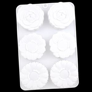 TEMU 식품용 실리콘 케이크 베이킹 몰드, 6구 꽃무늬 초콜릿 떡 몰드, 실리콘 무스 케이크 몰드, 냉간 수제 비누 몰드, 빵 몰드