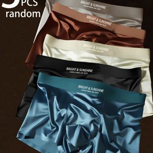TEMU 3개 랜덤 포장 남성용 드로즈, 실키하고 가벼운 원단, 시원하고 통기성 좋음, 아이스 실키 섬유 원단 스퀘어 레그 속옷, 여름 단색 패션 핫 스타일