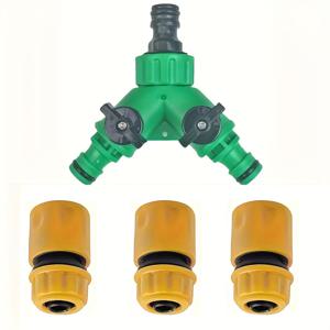 TEMU 3/4인치 나사산 어댑터가 있는 이중 밸브 Y자형 퀵 커넥트 호스 커넥터 - 내구성 플라스틱, 효율적인 정원 및 잔디 관리용 듀얼 컨트롤 밸브, 물 흐름 분배, 표준 나사 호환성, 원예 관수, 컴팩트 디자인, 누수 방지 피팅, DIY 관수 액세서리