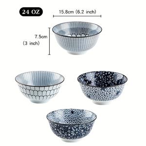 TEMU 일본 스타일 세라믹 라면 국물 그릇 4개 세트