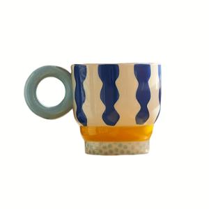 TEMU 창의적인 링 핸들 디자인의 세라믹 수제 머그컵, 가정용으로 스타일리시하며 장식, 파티, 애프터눈 티, 커피, 선물용으로 적합