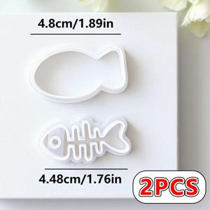 TEMU 2개 세트 물고기 모양 폴리머 클레이 커터, 물고기 뼈 모양 DIY 공예 도구, 오션 시리즈, 창의적인 패턴, DIY 핸드메이드, 축제 공예, 핸드메이드 목걸이용 DIY 공예 도구, 고정밀 폴리머 클레이 또는 클레이 몰드, 클레이 몰드