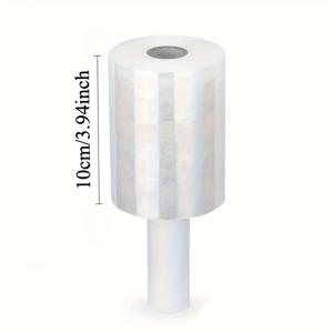 TEMU 1개 산업용 투명 스트레치 랩, 10cm * 180m, 손잡이 포함 - 안전한 상자 포장 및 운송을 위한 내구성 PE 수축 필름, 상자, 팔레트 등에 사용 가능한 투명 접착 랩, 팔레트 포장용 수축 랩, 안전한 상자 포장