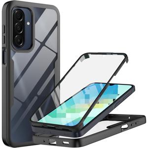 TEMU 폰 케이스: 360도 양면 투명 충격방지 케이스, 갤럭시 A17 A16 호환, 하드 백 HD PET 필름 내장 스크린 보호기 전면 풀 커버