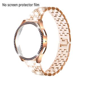 TEMU 풀드릴 스틸 스트랩 + 케이스 2개 스트랩과 케이스 세트, 스타일리시한 메탈 인레이와 인조 스파클링 장식. 스트랩은 하드 도금 전기도금 소재와 짝을 이루어 반짝이며 전체적으로 스크래치 및 충격에 강한 시계 케이스. 삼성 /4/ 5/6 및 7 40mm 44mm에 적합. 여성을 위한 영하고 패셔너블한 로즈 골든과 실버리 색상의 시계 스트랩