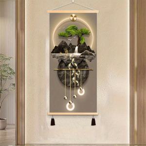 TEMU 2D 평면, 1개 대형 수직 현대 중국 풍경화 - 우아한 아시아 풍경, 거실, 침실, 사무실에 적합 - 중국 서예 예술 장식, 액자 없는 장식 패널, 2D 평면