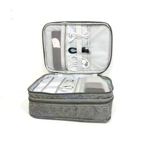 TEMU 지퍼형 3단 튼튼한 케이블 정리 가방 | 다용도 전자 제품 액세서리 가방 (다중 수납 공간) | 휴대용 충전기, 케이블, 휴대폰, 보조 배터리, 하드 드라이브, 헤드폰 보관용