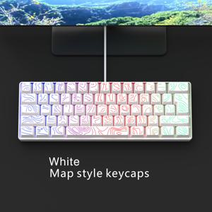 TEMU 컨투어 키캡 라인은 빛을 통과시키며, 블랙 앤 화이트 RGB 백라이트 게이밍 휴대용 라인 키보드, 지도 스타일 발광 키, 61키 키보드 지형 홈 오피스 소형 키보드, 선물 휴일 선물