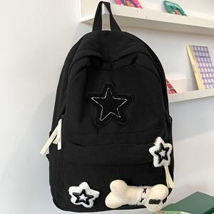 TEMU 여성용 경량 코듀로이 백팩 (조절 가능한 스트랩 & 다중 포켓) - 대용량 학교 백팩 (대학, 여행, 직장용), 안전 지퍼 잠금, 스타일리시한 액세서리, 튼튼한 구조, 디자인, 캐주얼 데이팩