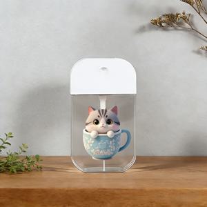 TEMU 티컵 속 고양이 프린트 스프레이 병 – 50ml 컴팩트 휴대용 여행용 스프레이, 외출 및 여행에 이상적 | 스타일리시한 병 디자인 | 투명 디스펜서, 친구를 위한 완벽한 선물 아이디어