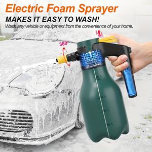 TEMU 2리터 전동 폼건, 휴대용 차량 세차 폼 스프레이, 60° 광각 스프레이, 무선 핸드헬드 고압 세척기, USB/배터리 전원, 확장된 사용을 위한 스케일이 있는 다기능 대용량, 차량 세척에 적합