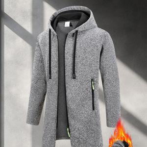 TEMU 남성 봄/가을 아웃도어 웨어, 남성 봄/가을 간편한 얇은 플리스 후드 재킷, 캐주얼 패션 단색 후드 지퍼 재킷, 캐주얼 다용도 미디 길이 후드 재킷, 남성 캐주얼 스포츠 재킷, 재킷