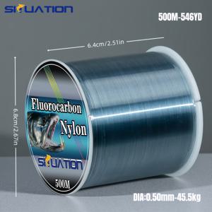 TEMU SIUATION 헤비 듀티 500M/546Yd 카본 코팅 나일론 낚싯줄, 초강력 매듭력, 내마모성 메인 라인 및 민감한 팁, 얼음 낚시, 송어, 배스, 낚시 장비 및 장비에 적합