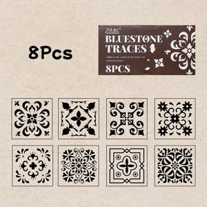 TEMU 빈티지 맥시멀리스트 기하학 패턴 스크랩북 스탬프 8개 세트, 원형 및 사각형 나무 스탬프. 사랑의 편지, 문구류, 저널, 사진 앨범, 스크랩북킹, DIY 장식에 적합. 정교한 디자인의 예술적인 자수풍 기하학 패턴 고무 및 나무 스탬프. 랜덤 패턴의 스크랩북 스탬프