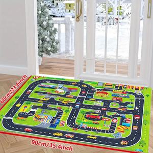 TEMU 도시 교통 풍경 현관 매트, 부드럽고 흡수성이 뛰어난 미끄럼 방지 욕실 매트, 할로윈 주방 가정 장식 러그, 실내 및 실외 출입구용, 장식용 현관 매트