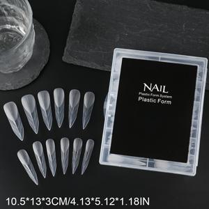 TEMU 네일 팁용 코핀 모양 프렌치 스타일, 반 매트 엔드의 소프트 젤 팁 박스, 풀 커버 V자형 인조 네일. 이 미리 제작된 투명 아크릴 프레스온 네일은 중간 크기이며, 가정 또는 살롱에서 사용하기에 적합합니다.