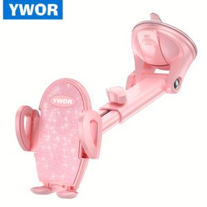TEMU YWOR 핑크 차량용 흡착 컵 휴대폰 거치대, 차량 대시보드에 부착하는 범용 휴대폰 홀더, 접착 젤 패드 포함 휴대폰 거치대, 아이폰, 삼성 및 모든 휴대폰과 호환