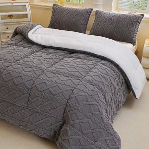 TEMU 1개 LIKON 울트라 코지 리버서블 퀼트 이불커버 - 두꺼운 겨울 & 사계절 플러시 플리스 침대커버, 기하학 패턴, 세탁기 사용 가능한 퀼트, 타프 플리스 원단 제작, 침실, 게스트룸 및 호텔 사용에 적합