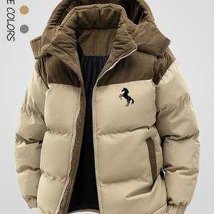 TEMU 남성용 겨울 의상, 후드가 있는 두꺼운 패딩 재킷과 추운 계절을 위한 간편하고 캐주얼한 따뜻한 코트가 특징입니다.