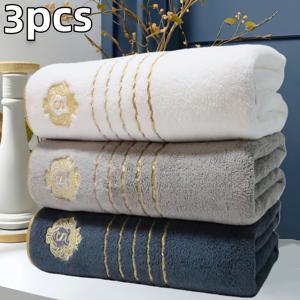 TEMU 왕관 자수와 리본이 있는 3피스 목욕 타월 세트, 70x140cm/27.5x55인치, 다양한 색상, 흡수력 우수, 빠른 건조, 부드럽고 편안함, 욕실 필수품, 욕실, 샤워, 호텔, 스파, 크리스마스 선물용, 300gms
