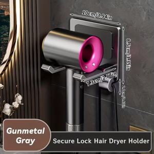 TEMU 도난 방지 헤어 드라이어 홀더 | 드릴 없이 벽걸이 스탠드, 호텔, 체육관 및 공중화장실용 | 간편 설치 욕실 정리대 | 다이슨 헤어 드라이어 호환 | 홈 & 상업용 세련된 디자인