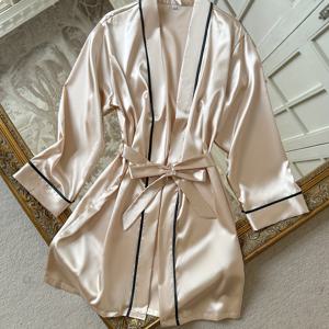 TEMU 청소년용 편안한 캐주얼 홈 레이스업 목욕가운 나이트가운