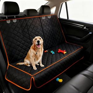 TEMU 오렌지 테두리 자동차 뒷좌석 시트 커버 1개, , 접이식 휴대용 강아지 반려견 매트