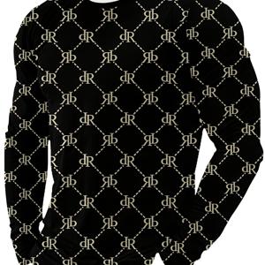 TEMU 남성 캐주얼 영국 스타일 긴팔 티셔츠 - 3D 프린트, 2026년 신상, 선물, 여름, 통기성, 신축성 있는 원단, 라운드넥, 모든 계절에 적합, 부드러운 질감, 편안하고 다재다능한 스포츠 티셔츠, 스타일리시한 티셔츠