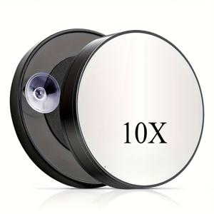 TEMU 흡착식 받침대가 있는 휴대용 확대 메이크업 거울 - 고화질, 왜곡 없는 시야로 손바닥 크기이며 얼굴에 정확한 발림 및 터치업에 이상적이며 면도 및 블랙헤드 제거에 적합합니다.