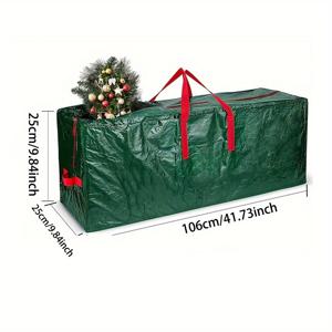 TEMU 크리스마스 트리 수납 가방 - 튼튼한 PVC, 강화 손잡이, 이중 지퍼, 방진, 디자인, 크리스마스 트리 운반 및 보관용 빨간색 직사각형 수납 솔루션, 트리 수납