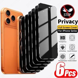 TEMU 아이폰 11 12 13 17 프로 플러스 17 에어 시리즈용 6개입 프라이버시 보호필름 28° 사이드뷰 도청방지 강화유리 9H 경도 - 98% 투명도 스크래치방지 HD 클리어 터치 정확도 사무실/출퇴근용 프라이버시