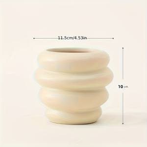 TEMU 1개 럭셔리 크림 실버 꿀통 모양 보관 용기 - 컴팩트 & 가벼운 메이크업 브러쉬 & 펜슬 홀더, 우아한 데스크탑 정리함 (화장대용), 여성에게 이상적인 선물, 무향, 세라믹 소재, 메이크업 브러쉬 및 홀더